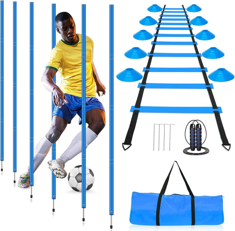 HOTOOLME Agility Training Poles Equipment Soccer Training Equipment includes 6 Agility Poles,Agility Ladder, 10 Soccer Cones,Jump Rope for Speed Training, Soccer Training, Basketball Athletes & Kids - Image 1